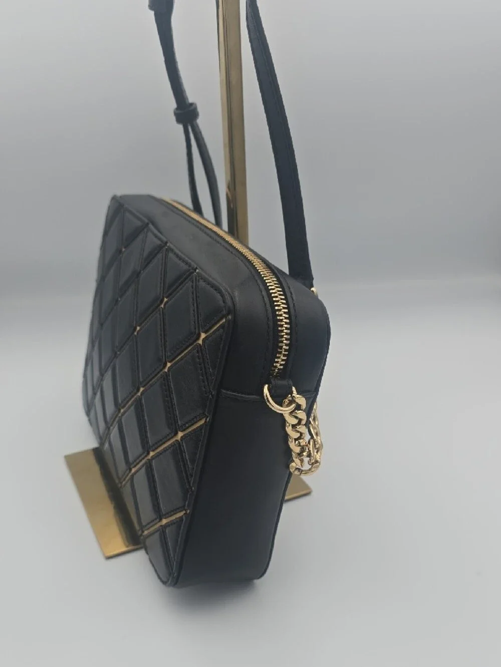 Michael Kors Black Crossbody Bag with Gold Chain Lattice
